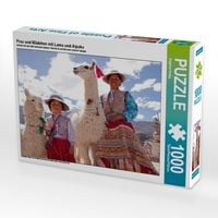 Produktbild: CALVENDO Puzzle Frau und M&auml;dchen mit Lama und Alpaka | 1000 Teile Lege-Gr&ouml;&szlig;e 64x48cm Foto-Puzzle f&uuml;r gl&uuml;ckliche Stunden