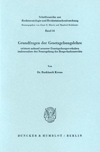 Bild vom Artikel Grundfragen der Gesetzgebungslehre. vom Autor Burkhardt Krems