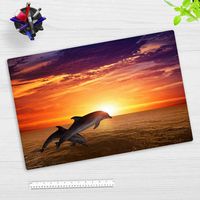 Produktbild: Cover-your-desk Schreibtischunterlage f&uuml;r Kinder und Erwachsene Delfine im Sonnenuntergang, aus hochwertigem Vinyl , 60 x 40 cm