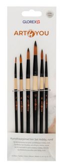 Produktbild: Synthetic Hobbypinsel 6er Set rund, Gr. 2, 4, 6, 8, 10, 12
