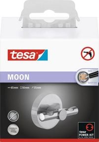 Produktbild: tesa MOON Garderobenhaken (L x B x H) 65 x 50 x 35 mm Silber Inhalt: 1 St.