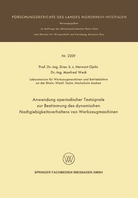 Produktbild: Anwendung aperiodischer Testsignale zur Bestimmung des dynamischen Nachgiebigkeitsverhaltens von Werkzeugmaschinen