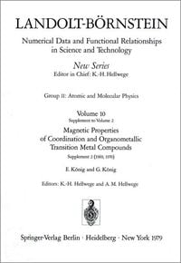 Produktbild: Magnetic Properties of Coordination and Organometallic Transition Metal Compounds / Magnetische Eigenschaften der Koordi