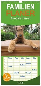 Produktbild: Familienplaner 2026 - Airedale Terrier mit 5 Spalten (Wandkalender, 21 x 45 cm) CALVENDO