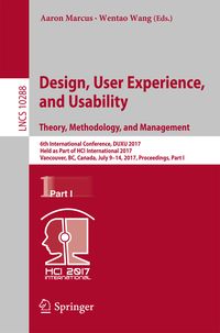 Produktbild: Design, User Experience, and Usability: Theory, Methodology, and Management