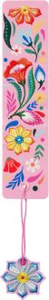 Produktbild: Buchverliebt Lesezeichen bestickt "Blumenliebe rosa"