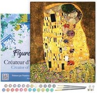 Produktbild: FiguredArt PN1023-Y - Malen nach Zahlen Der Kuss Klimt, Leinen-Keilrahmen (40x50cm), Malset, Paint by Numbers