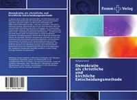 Produktbild: Demokratie als christliche und kirchliche Entscheidungsmethode
