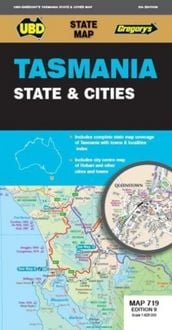 Produktbild: UBD Gregory's: Tasmania State & Cities Map 719 9th ed (water