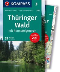 Produktbild: KOMPASS Wanderf&uuml;hrer Th&uuml;ringer Wald mit Rennsteigtouren, 55 Touren mit Extra-Tourenkarte