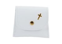 Produktbild: Rosenkranzt&auml;schchen wei&szlig;, mit goldenem Kreuz und Druckknopf
