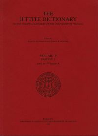Produktbild: Hittite Dictionary of the Oriental Institute of the University of Chicago Volume P, fascicle 2 (para- to pattar)