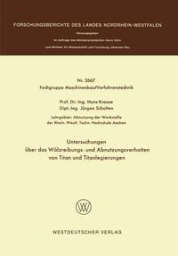 Produktbild: Untersuchungen &uuml;ber das W&auml;lzreibungs- und Abnutzungsverhalten von Titan und Titanlegierungen