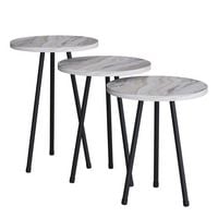 Produktbild: 3 tlg. Holz Beistelltisch Couchtisch Mamor Mirola