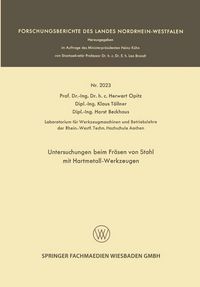 Produktbild: Untersuchungen beim Fr&auml;sen von Stahl mit Hartmetall-Werkzeugen