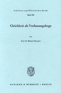 Produktbild: Gleichheit als Verfassungsfrage.