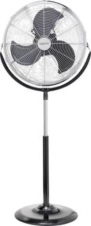 Produktbild: Sygonix FES-45A Standventilator 140 W (B x H) 54 cm x 130 cm Schwarz, Silber H&ouml;henverstellbar, &Uuml;berhitzungsschutz, Schwenkbar