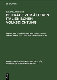 Produktbild: Ein vierter Wolfenb&uuml;tteler Sammelband, Teil 2. Sacre rappresentazioni