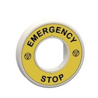 Produktbild: Schneider Electric ZBY9W3B330 ZBY9W3B330 Schildtr&auml;ger (&Oslash;) 60 mm EMERGENCY STOP Gelb, Grau 1 St.