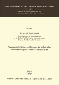 Produktbild: Aussagem&ouml;glichkeiten und Grenzen der industriellen Kostenrechnung aus kostentheoretischer Sicht