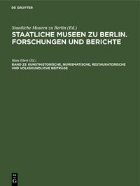 Produktbild: Kunsthistorische, numismatische, restauratorische und volkskundliche Beitr&auml;ge
