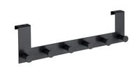 Produktbild: T&uuml;rgarderobe Mod. Celano Schwarz, 6 Haken, f&uuml;r T&uuml;rfalzst&auml;rken bis 2 cm