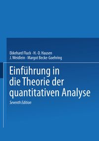 Bild vom Artikel Einführung in die Theorie der quantitativen Analyse vom Autor E. Fluck