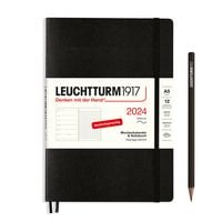 Produktbild: LEUCHTTURM1917 Wochenkalender & Notizbuch Medium (A5) 2024, Softcover, Schwarz, Deutsch