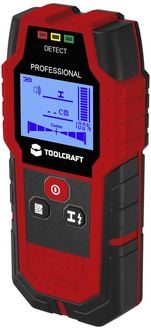Produktbild: TOOLCRAFT Ortungsger&auml;t TO-9627699 Ortungstiefe (max.) 120mm Geeignet f&uuml;r Holz, eisenhaltiges Metall, nicht eisenhaltiges Metall