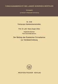 Produktbild: Der Beitrag des Russischen Formalismus zur Versbeschreibung