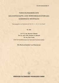 Produktbild: Die Reduzierbarkeit von Eisenerzen