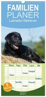 Produktbild: Familienplaner 2027 - Labrador Retriever 2027 mit 5 Spalten (Wandkalender, 21 x 45 cm) CALVENDO