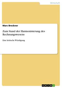 Produktbild: Zum Stand der Harmonisierung des Rechnungswesens