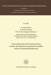 Produktbild: Untersuchung &uuml;ber den Zusammenhang zwischen der Bestimmung optimaler Losgr&ouml;&szlig;en und der Fertigungsablaufplanung