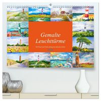 Produktbild: Gemalte Leuchtt&uuml;rme - Mit Pinsel und Farbe entlang der deutschen K&uuml;ste (hochwertiger Premium Wandkalender 2026 DIN A2 quer), Kunstdruck in Hochglanz
