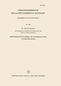 Produktbild: Methodologische Grundlagen der sozial&ouml;konomischen Verhaltensforschung