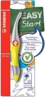 Produktbild: STABILO Tintenroller Rechtsh&auml;nder - EASYoriginal metallic neongelb - Einzelstift - blau (l&ouml;schbar) inkl. Patrone