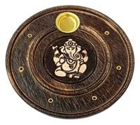 Produktbild: Räucherstäbchenhalter "Ganesha" Holz rund 10 cm
