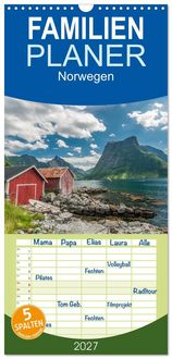 Produktbild: Familienplaner 2027 - Norwegen mit 5 Spalten (Wandkalender, 21 x 45 cm) CALVENDO