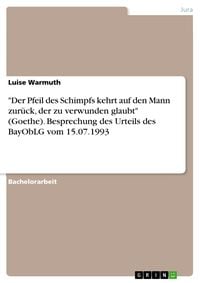 Produktbild: "Der Pfeil des Schimpfs kehrt auf den Mann zur&uuml;ck, der zu verwunden glaubt" (Goethe). Besprechung des Urteils des BayObLG vom 15.07.1993