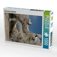 Produktbild: CALVENDO Puzzle Nashornbaby mit Muttertier | 1000 Teile Lege-Gr&ouml;&szlig;e 64x48cm Foto-Puzzle f&uuml;r gl&uuml;ckliche Stunden