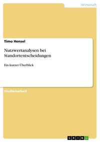 Produktbild: Nutzwertanalysen bei Standortentscheidungen