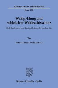 Produktbild: Wahlpr&uuml;fung und subjektiver Wahlrechtsschutz.