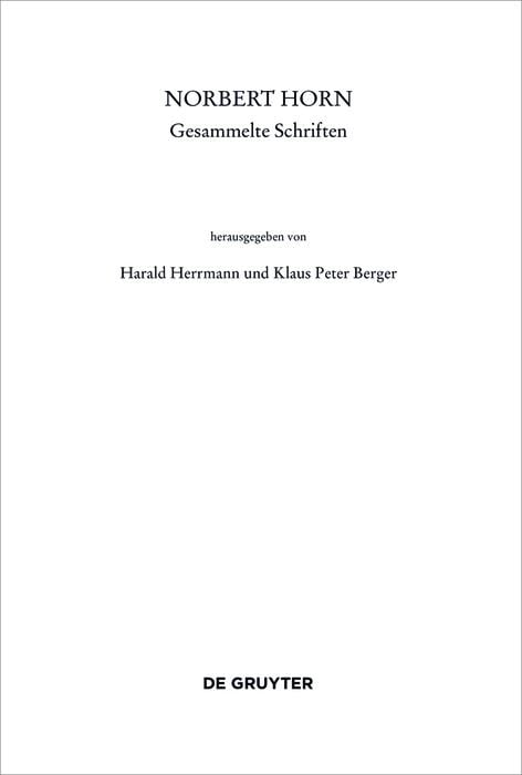 Produktbild: Norbert Horn, Gesammelte Schriften