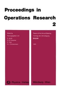 Produktbild: Vortr&auml;ge der Jahrestagung 1972 DGOR / Papers of the Annual Meeting 1972