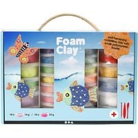Produktbild: Creativ Company Foam Clay&reg; Geschenkbox, sortierte Farben, 1 Set, 18x14 g und 10x35g