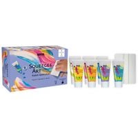 Produktbild: KREUL Squeegee Art Set mit Kids Art Kinder-K&uuml;nstlerfarben, 7 x 20 ml Tuben