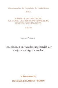 Produktbild: Investitionen im Verarbeitungsbereich der sowjetischen Agrarwirtschaft.