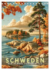Produktbild: Schweden - Old School Poster Style (Tischkalender 2027 DIN A5 hoch), CALVENDO Monatskalender