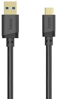 Produktbild: Hama USB-Kabel USB 3.2 Gen1 USB-A Stecker, USB-C&reg; Stecker 0.75 m Schwarz vergoldete Steckkontakte 00202005
